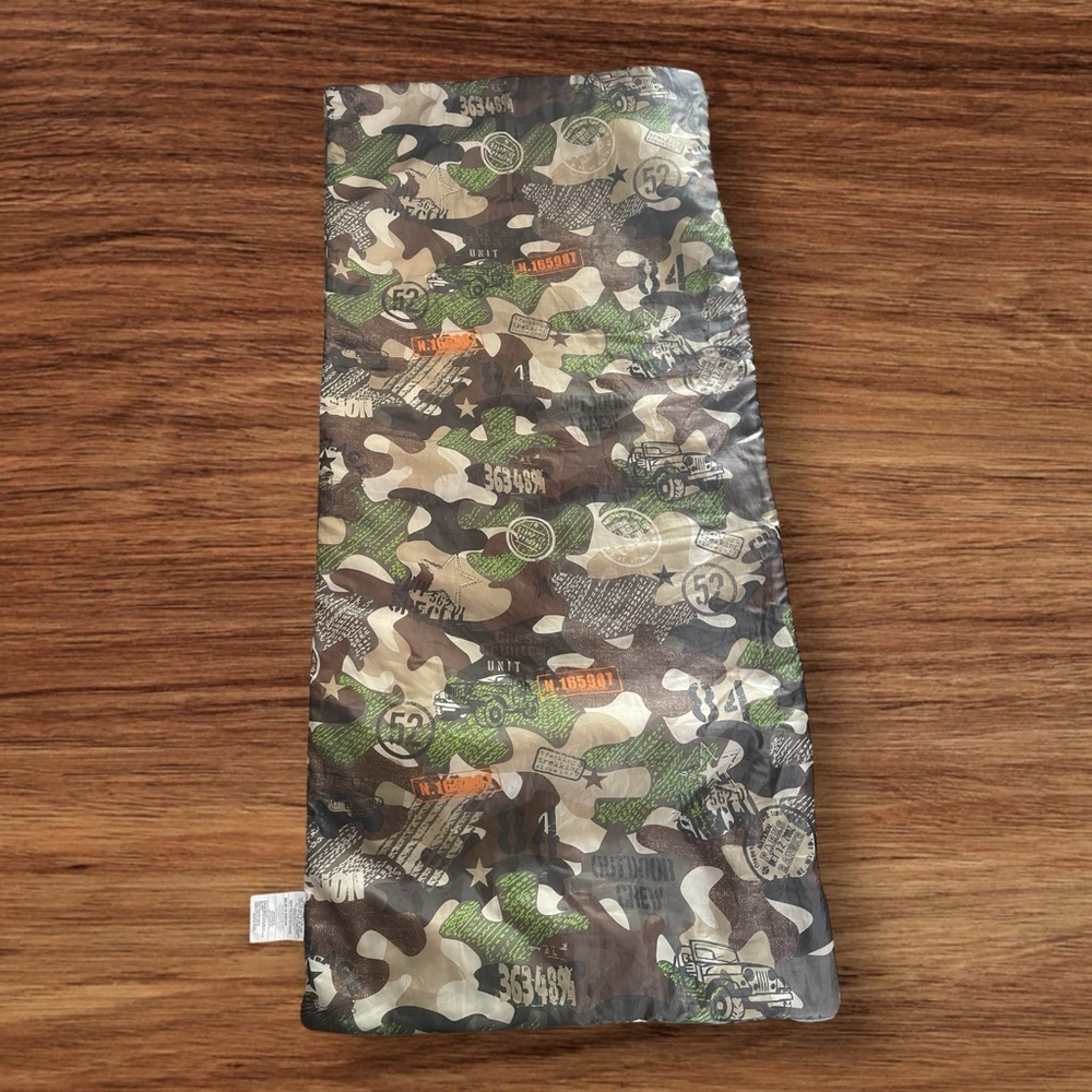 Kids Sleeping Bag Camouflage Youth Camping Lightweight Army Green Orange 56x26” - Picture 3 of 7
